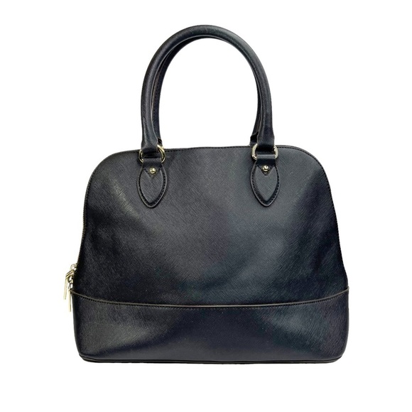 Anne Klein Black Structured Double Handle Dome Satchel Purse Bag - Picture 3 of 12